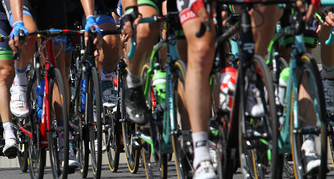 Group of touring cyclists